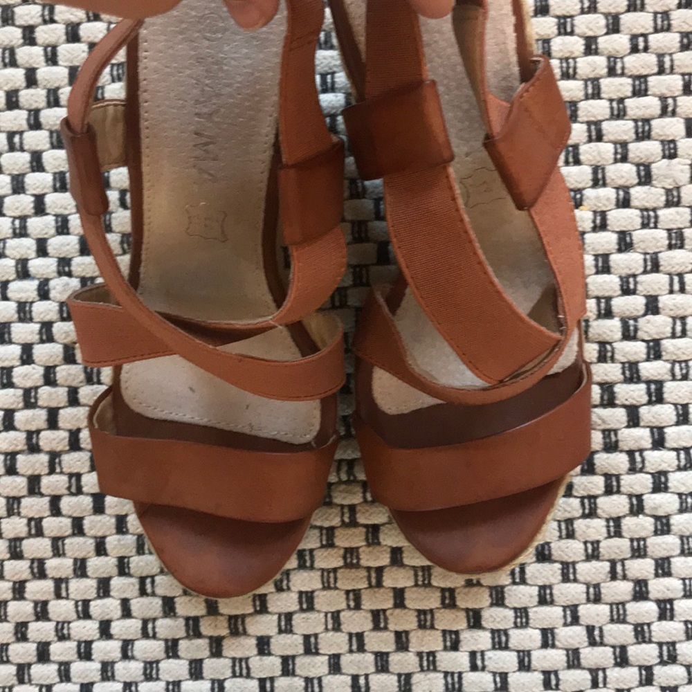 Brown leather espadrilles